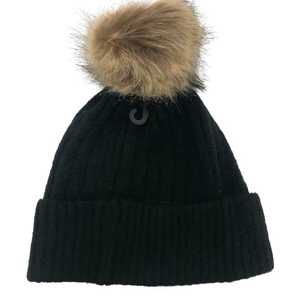 David & Young | "DOG MOM" Women's Knit Toque | Faux Fur Pom | Black | One Size - Picture 2 of 2